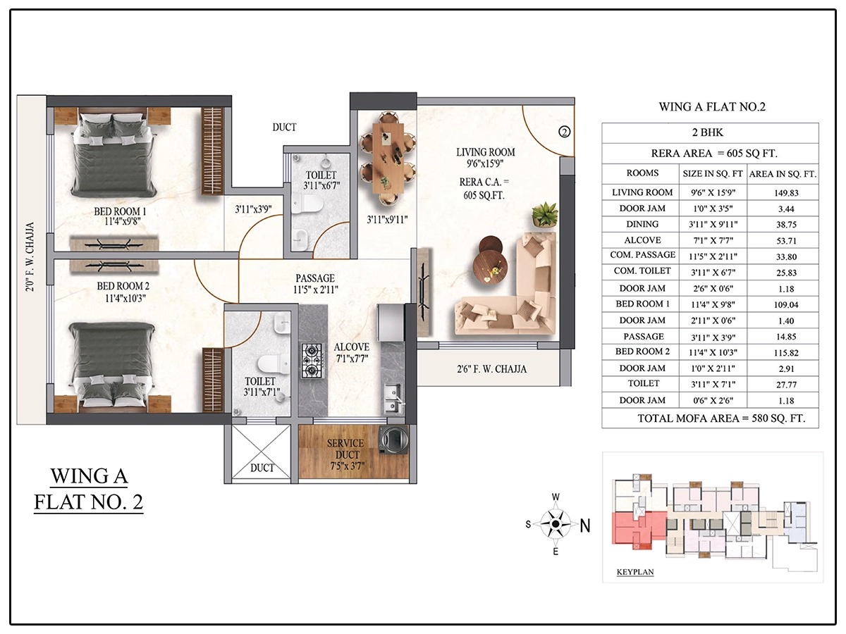 Wing A Flat 2 Plan