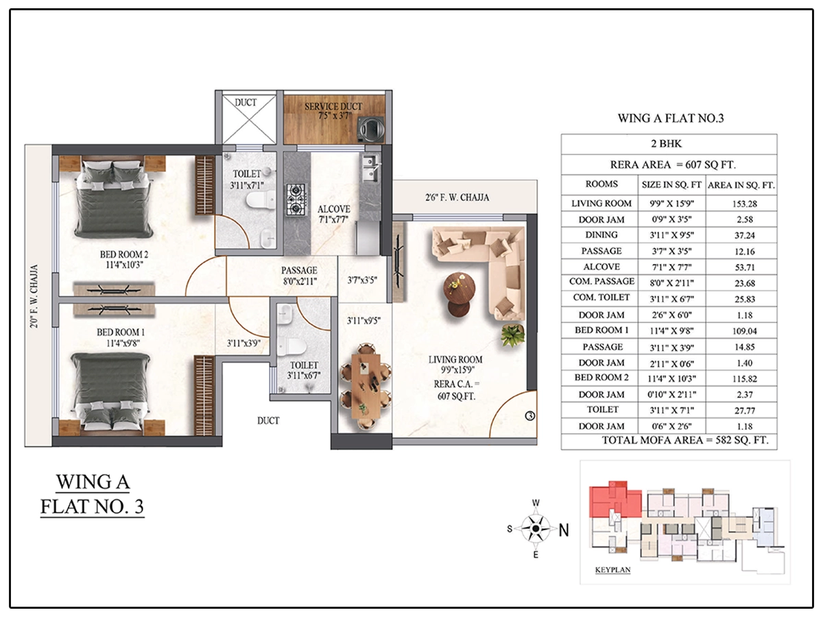 Wing A Flat 3 Plan