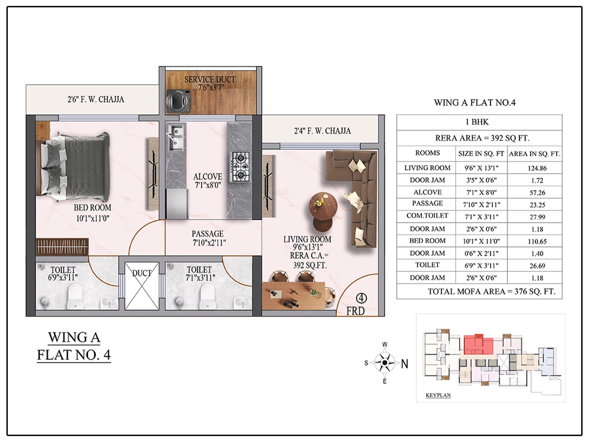 Wing A Flat 4 Plan