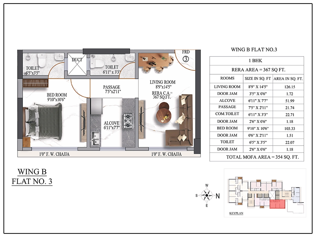 Wing B Flat 3 Plan